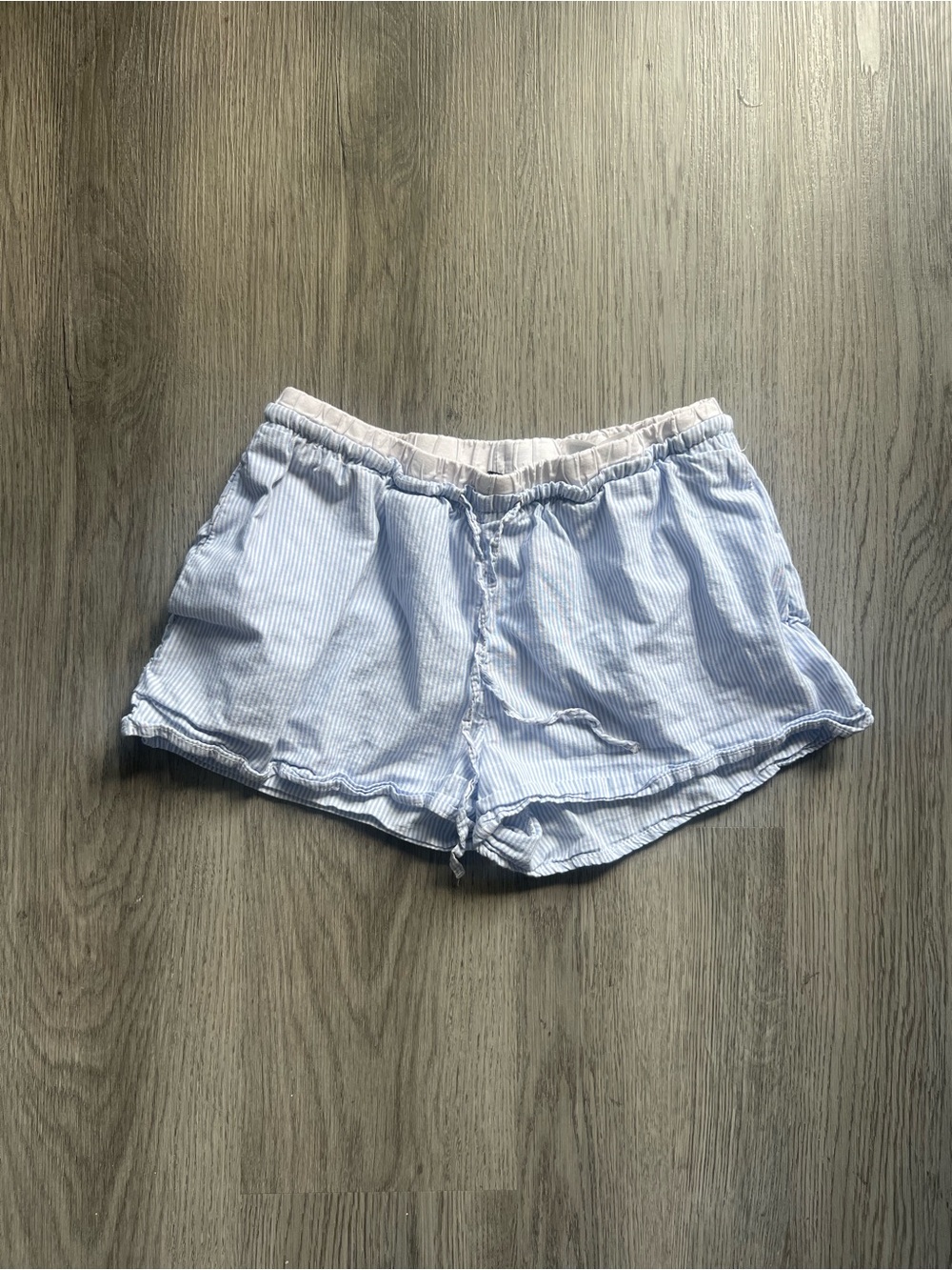 H&M Light Blue Pinstripe Athletic Lounge Shorts